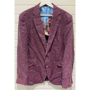 ROBERT GRAHAM Men's 44 Champagne purple Linen Blend Suit sport Coat Tailored Fit